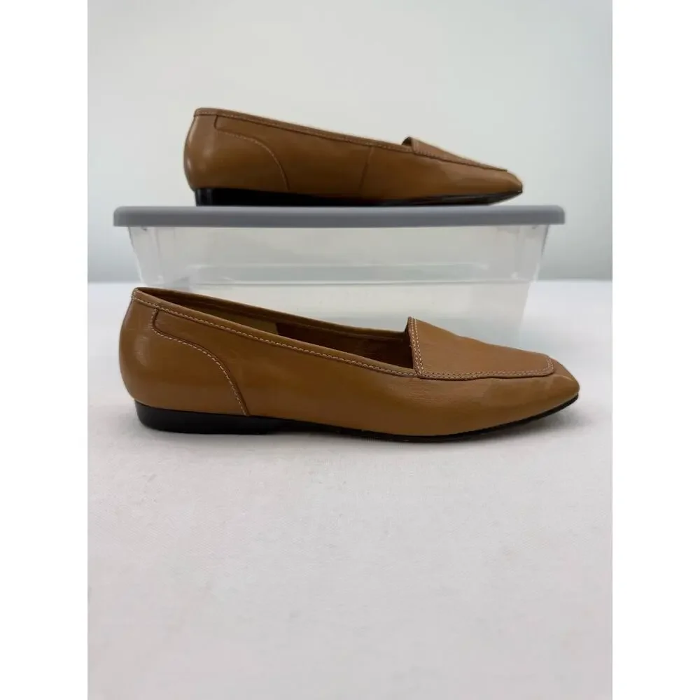 Enzo Angiolini‎ Tan Liberty Leather Square Toe Classic Loafers Size 8M